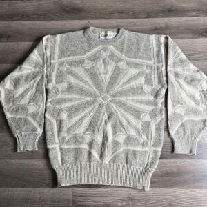 VTG London Fog Sweater Fits Small Acrylic Geometric Star 1980s Crew Neck